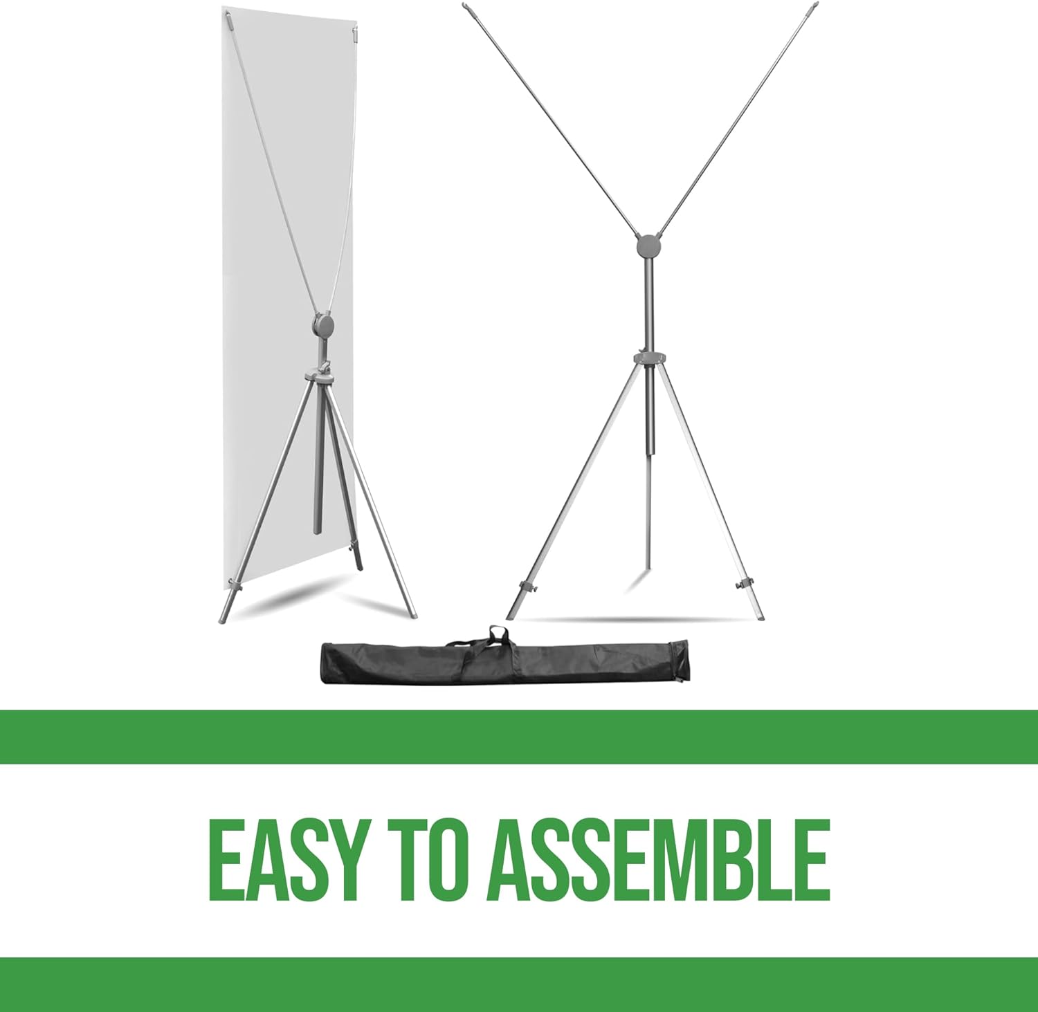 Custom X-Stand Banner with Adjustable Tripod (30”x65”) by BCB Print | Personalized Cross Stand Banner for Advertising & Trade Shows | HD Print Vertical Stand | Express Dispatch+Ship/Made in USA