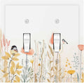 Decorative Switch Plates Colorful Floral Watercolour Cuddly Bird 2 Gang Double Toggle Outlet Light Switch Cover Wall Plate Electrical Faceplate For Bed Room Living Room Decor