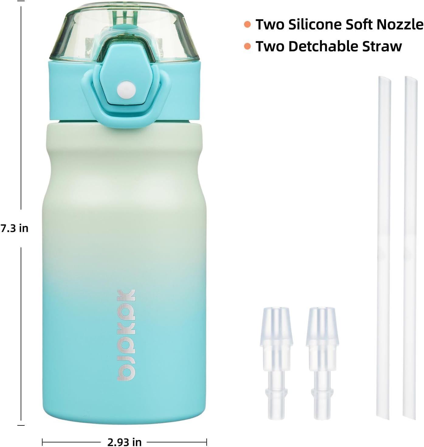 BJPKPK Water Bottle with Straw 14oz Insulated Water Bottles Reusable Stainless Steel Metal Thermal Flask with Leak Proof Lockable Lid and Carry Handle,Mint