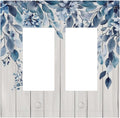 Eucalyptus Rustic Watercolor Plant Decorative Outlet Covers 2 Gang Double Gfci Rocker Electrical Wall Panels Light Switch Cover Plate For Farmhouse Home Decor
