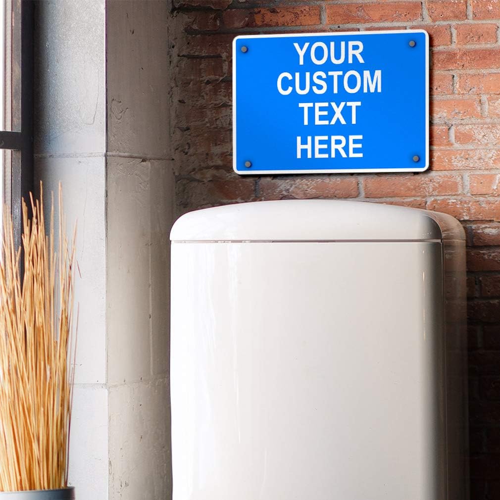 Aluminum Weatherproof Metal Sign Multiple Sizes Custom Personalized Text Here Blue White Notice Travel Horizontal Street Signs 14x10Inches