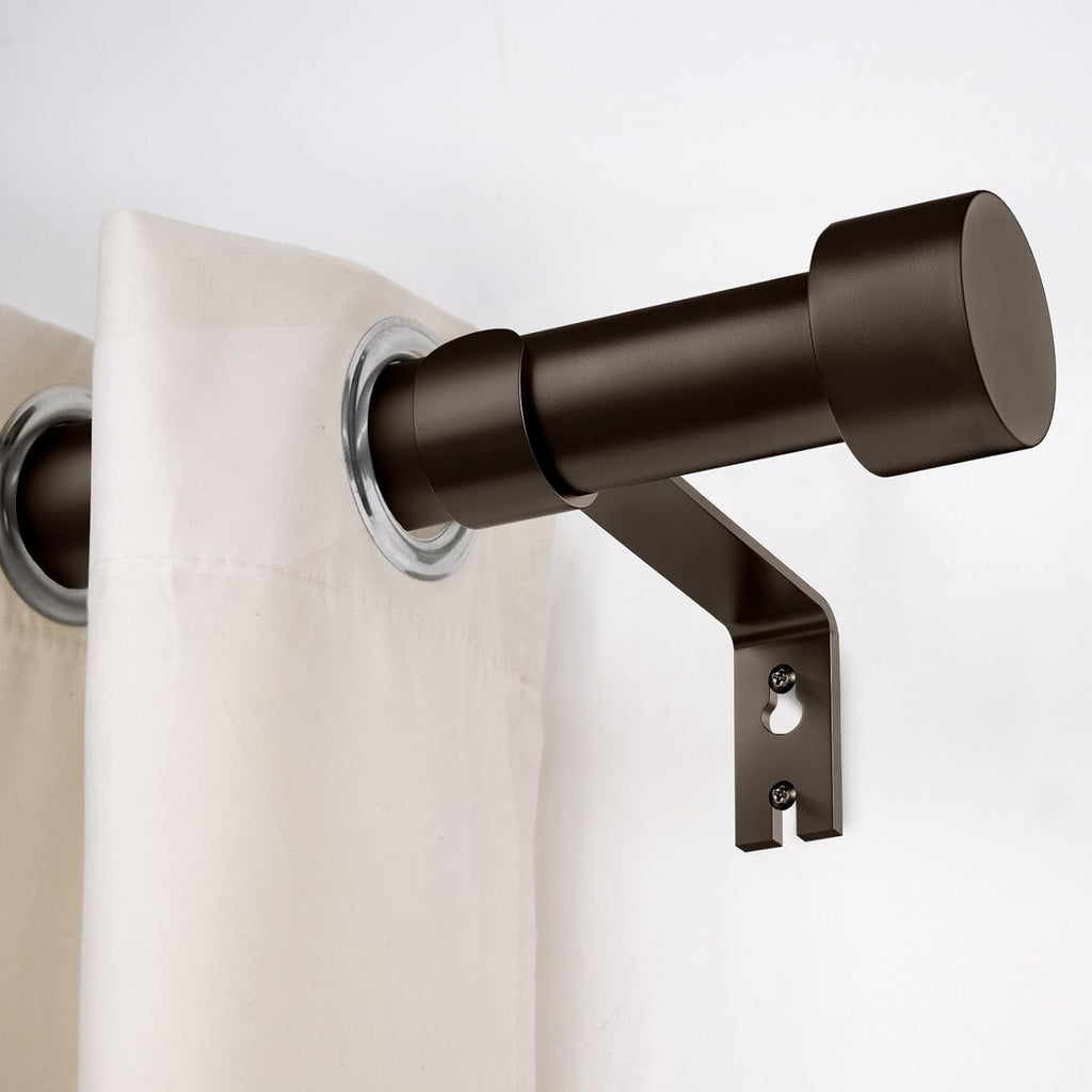2 Pack Curtain Rods for Windows 48 to 84 Inch(4-7ft), 1 Inch Bronze Adjustable Heavy Duty Long Curtain Rod Set, Modern Style Outdoor Drapery Rods for Patio Bedroom, Size 32"- 90"