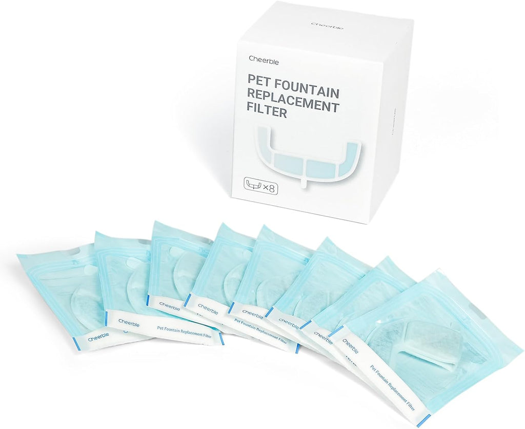 Cheerble Pumpless Cat Water Fountain, 2L/67oz Automatic Pet Fountain, Elfin E1 Lite Cat Fountain for Drinking, MagDrive™ Technology, Continuous Flow Mode, BPA-Free (White, 8 Filters)