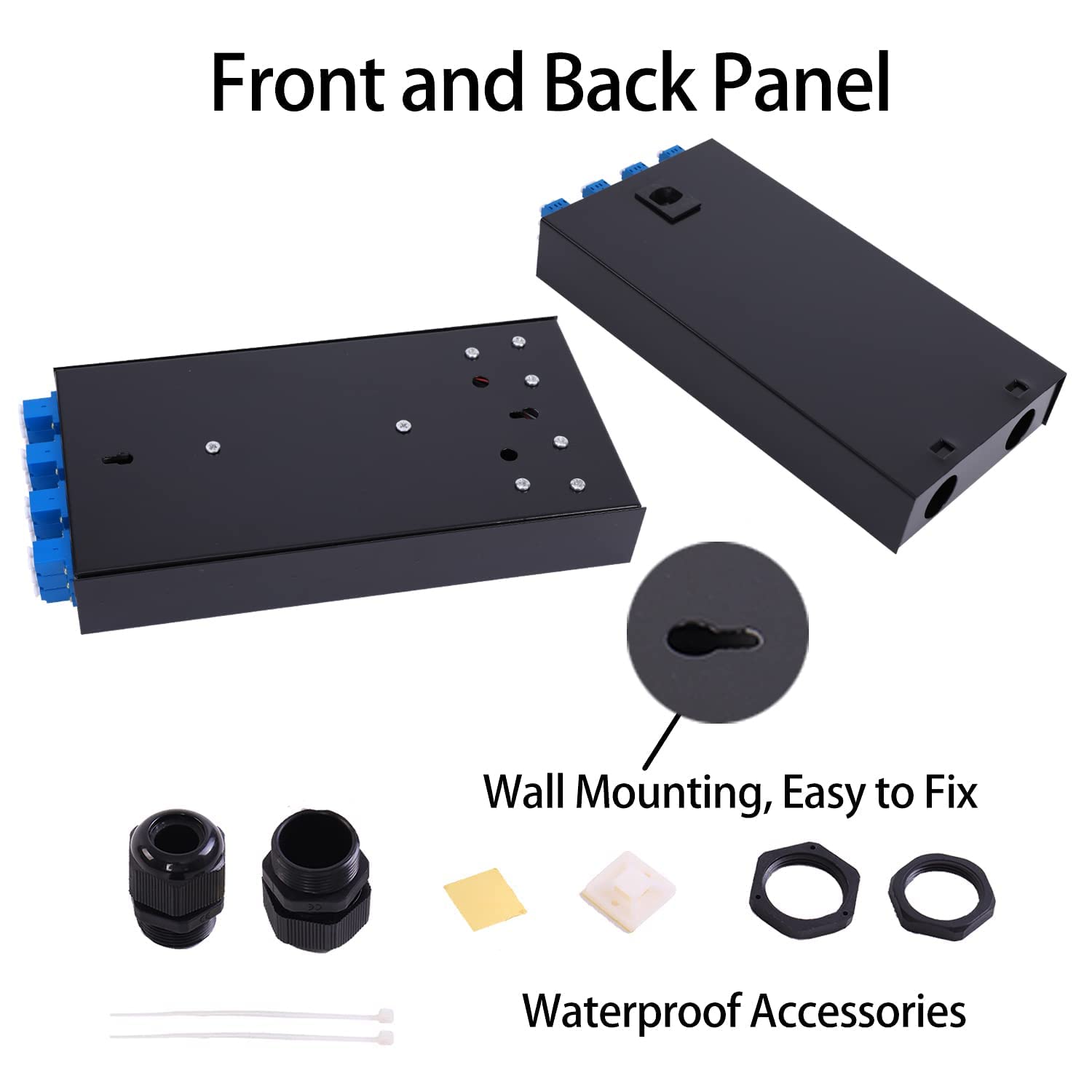 12 Duplex 24 Port LC-OS1 Box+ SingleMode Cables Wall Mount Fiber Enclosure with Spool LC-UPC Kit (Include a 1 Meter 24 Strand LC-SM Pigtail and 12 Port Duplex LGX Loaded Panel