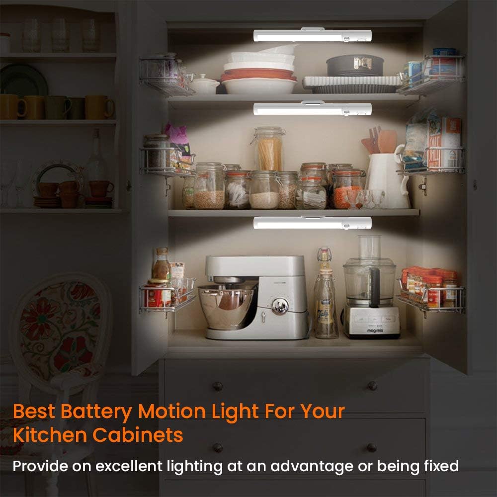 Under Cabinet Lighting,Wireless Led Closet Light Battery Powered Motion Sensor Light 21 LED Bulb Magnetic Stick-on Night Light Bar for Kitchen, Stairway, Wardrobe,Hallway - 2 Pack