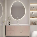 60IN Pink Modern Bathroom Vanity - Bathroom Vanities Set with 2 Drawers Wall Mounted | Rounded Corner Smart Defogging Mirror Cabinet with Lighting & Time Display, Side Opening Storage Shelf (Style B)