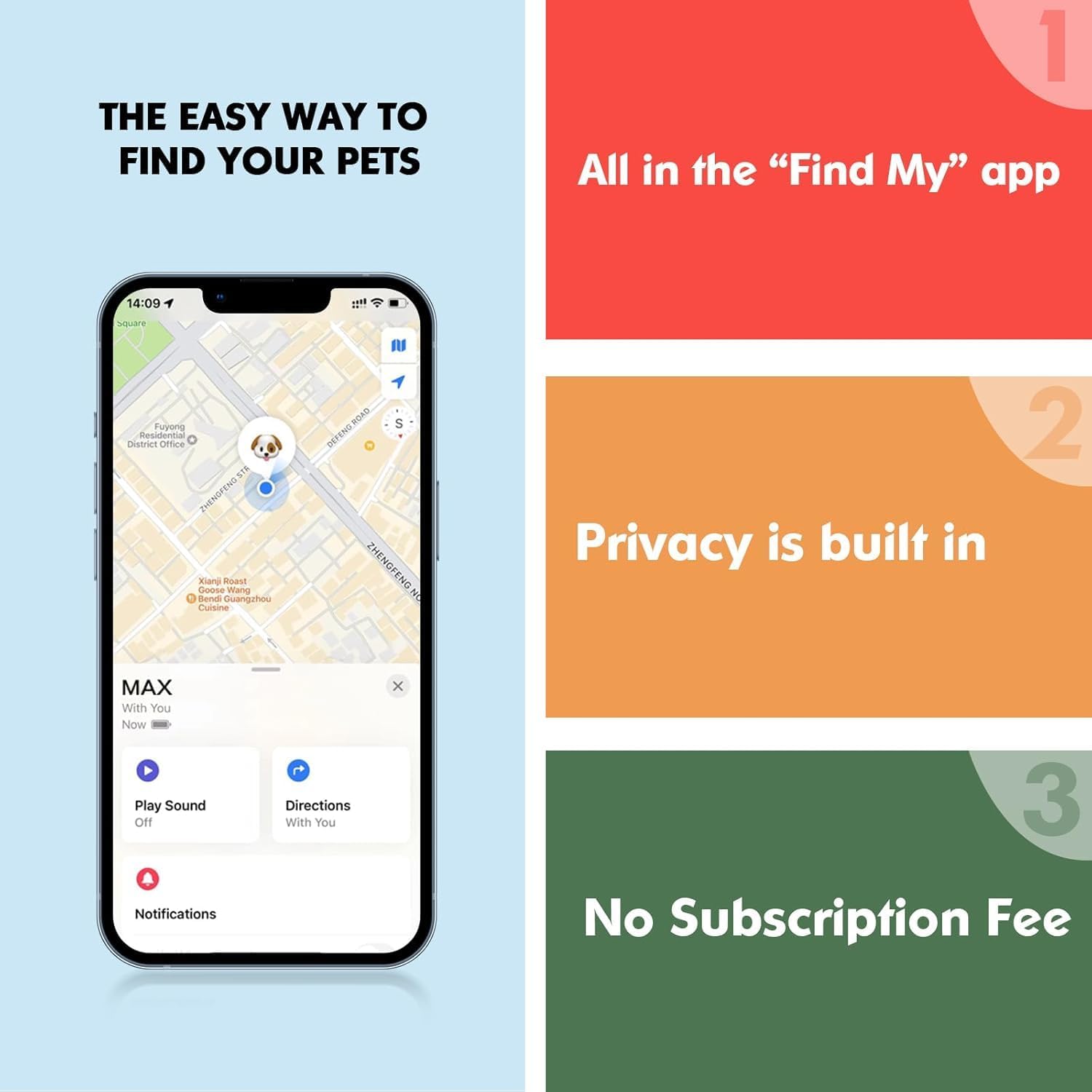 GPS Tracker for Dogs, 2 in 1 Pet Tracking Smart Collar (Only iOS), No Monthly Fee GPS Tracker Dog Collar, Real-time Location Comfortable PU Tracker Tag for Small, Medium Large Dogs(Locator Included)