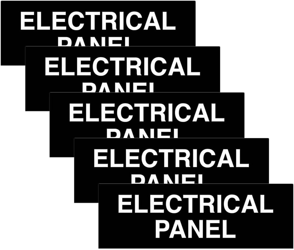 All Quality Basic Electrical Panel Sign - Fire Regulation Safety Compliance Sign - Black - Large (5 Pack)