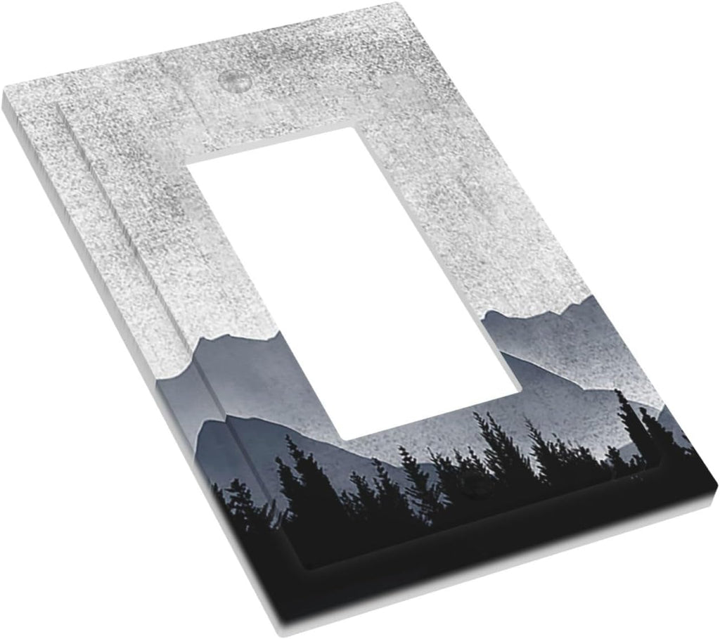 Decorative Outlet Covers Natural Landscape Mountains Pine Trees 1 Gang Single Rocker Light Switch Cover Plate Wall Plates GFCI Faceplate for Bedroom living Room Decor