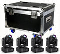 MINGJIE 60W LED Moving Head Stage Lights with DMX512 Control - 8 Gobos & 8 Colors, Sound Activated, 540° Pan & 270° Tilt, Compact DJ Light for Wedding, Party Stage Lighting (Flight case + 4 Lights)