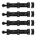 Renovators Supply Manufacturing Offset Slide Bolt Latch 8 3/4 in. Black Wrought Iron Ball Tip Styled Slide Bolt with Mounting Hardware Pack of 4