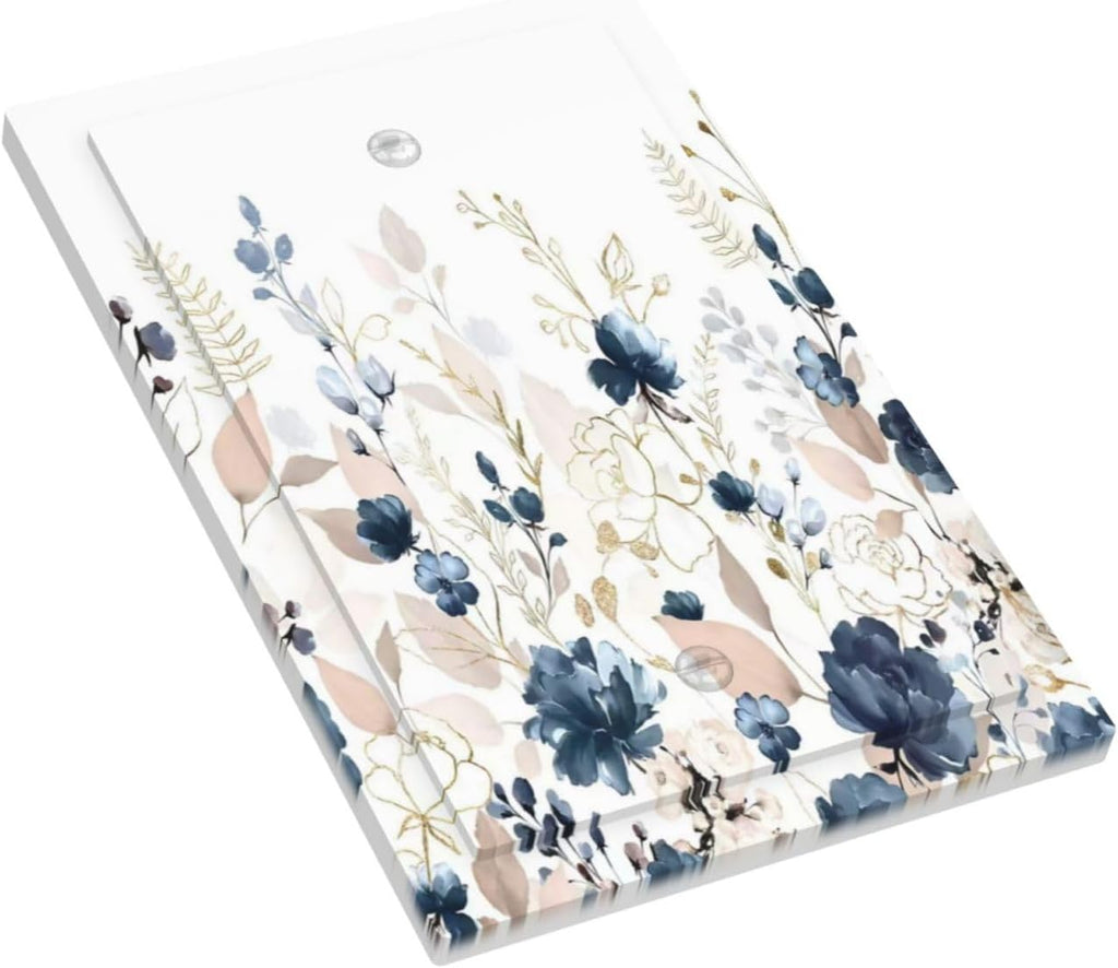 Blue Flora Boho Vintage Flower Golden Leaves Light Switch Cover Plate 1 Gang No Device Blank Electrical Wall Plates Faceplate Decorative Switch Plate Covers for Bedroom Living Room Decor