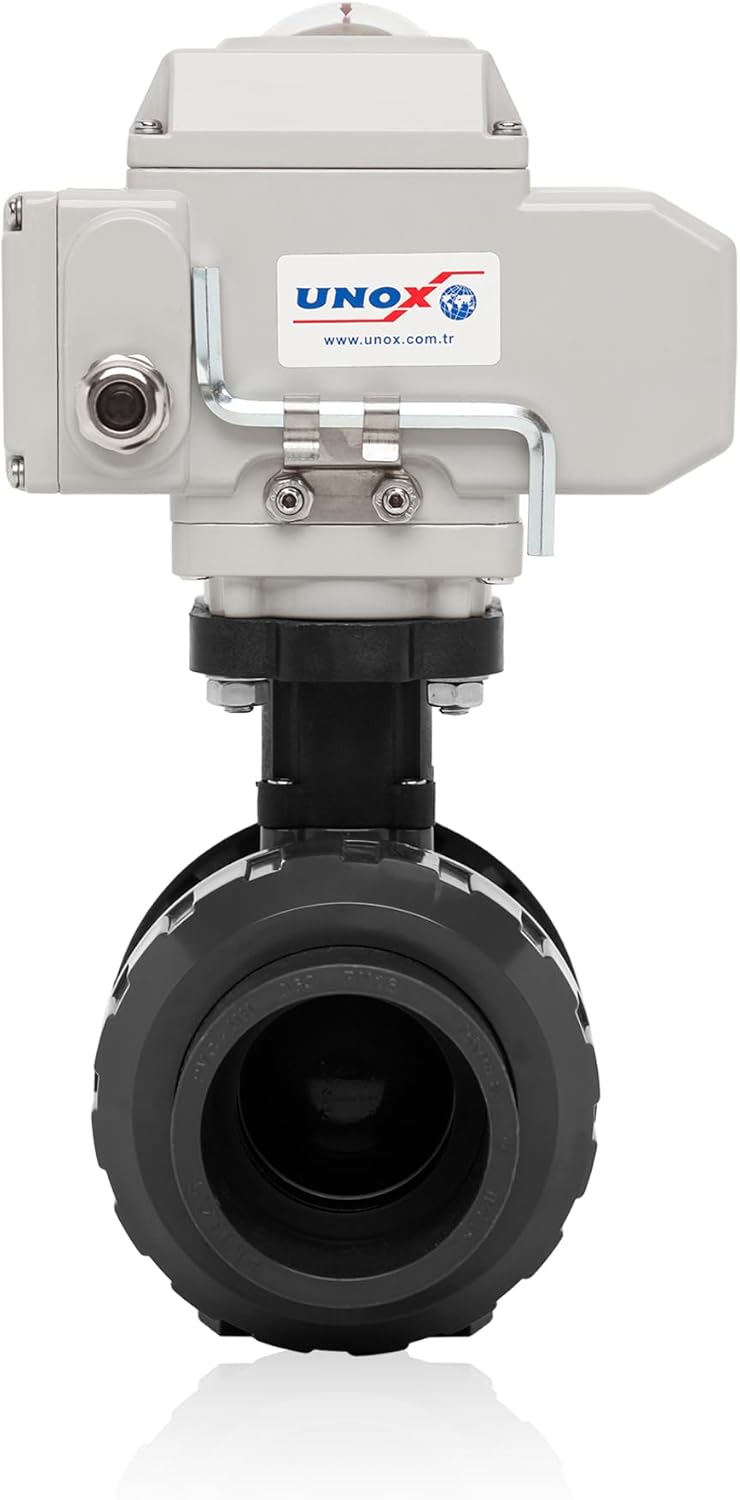Unox 110V AC Electric Actuated Ø40 (1 1/4") U-PVC Ball Valve, Motorized Ball Valve For Water - PN16