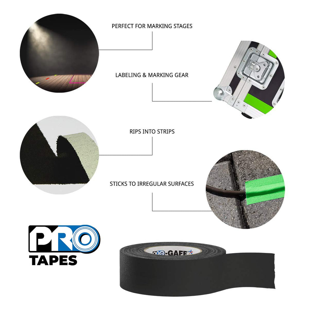 2" Width ProTapes Pro Gaff Premium Matte Cloth Gaffer's Tape With Rubber Adhesive, 50 yds Length x, Fluorescent Green (Pack of 1)