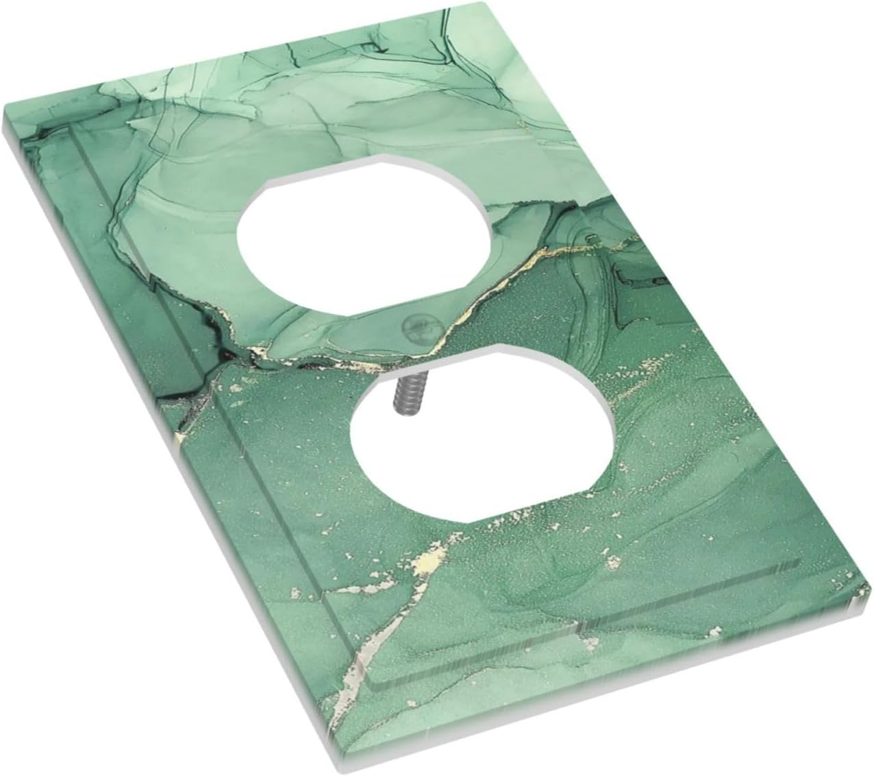 Outlet Covers Simple Green Marble 1 Gang Duplex Wall Plate Decorative Switch Plates Electrical Receptacle Faceplate Light Switch Cover for living Room Office Decor