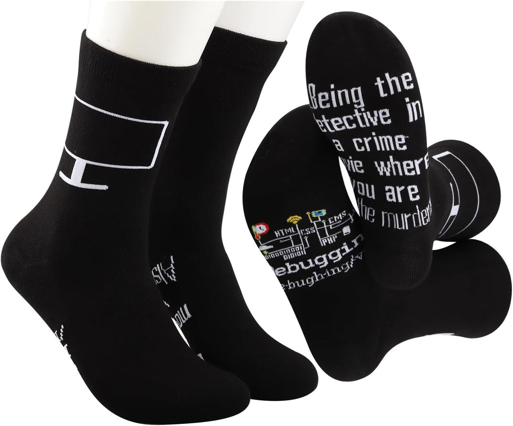 MBMSO 2 Pair Debugging Definition Socks Computer Programmer Gift IT Coder Gift Teacher Student Funny Coding Programming Socks