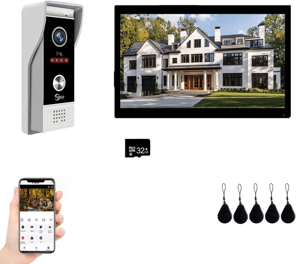 Video Doorbell Intercom System,10 Inches Touch Screen (Black) Video Doorbell Door Phone System,Support Remote Unlock, Dual-Way Intercom,Night Vision for Villa House Apartment (1-Camera + 1-Monitor)