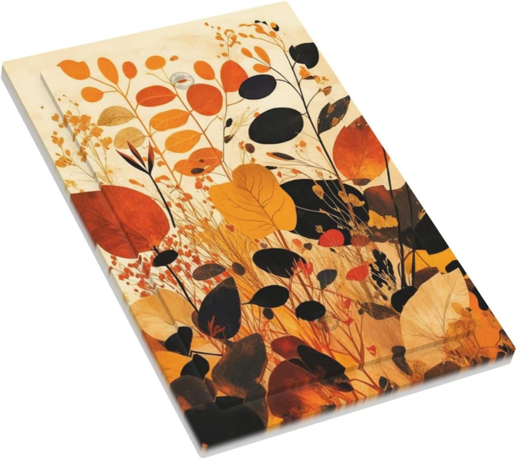 Light Switch Cover Plate Boho Warm Colorful Plant Leaves 1 Gang No Device Blank Electrical Wall Plates Faceplate Decorative Switch Plate for Bedroom living Room Decor