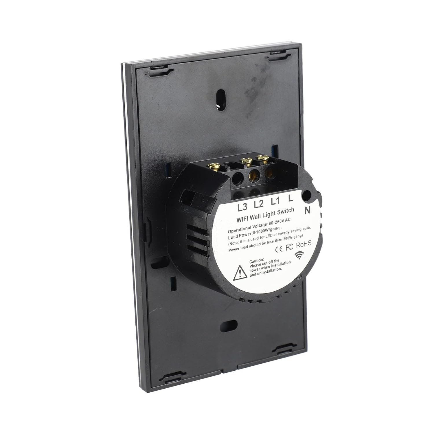 aqxreight WiFi Touch Panel 2 Gang Light Switch for Home with Remote Control and Voice Compatibility in Black