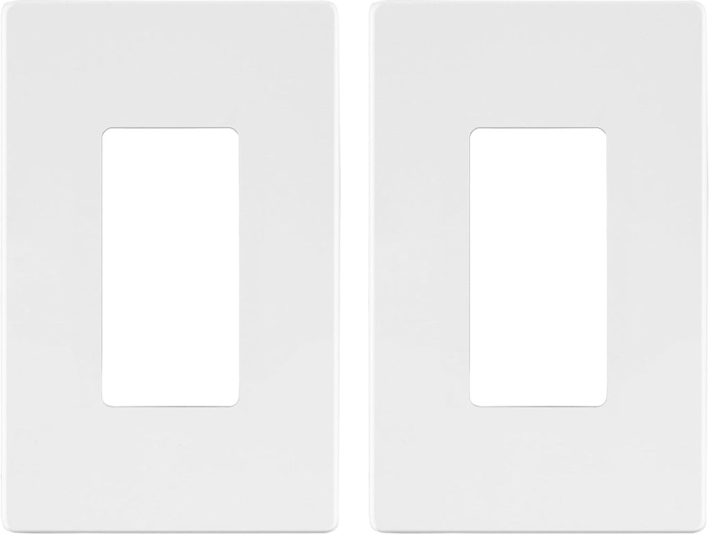 LIDER Matte Finish Decorator Switch Cover, Screwless Wall Plate, Mid-Size 1-Gang 4.88" x 3.11", Unbreakable Polycarbonate Thermoplastic, UL Listed, LSWP-31M-W2P, White, 2 Pack