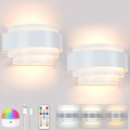 Lightess Battery Operated Wall Sconces Set of 2, Dimmable Rechargeable Wall Lights with Remote Control, Sconces Wall Decor Set of 2 with Bulbs for Bedroom Living Room, White