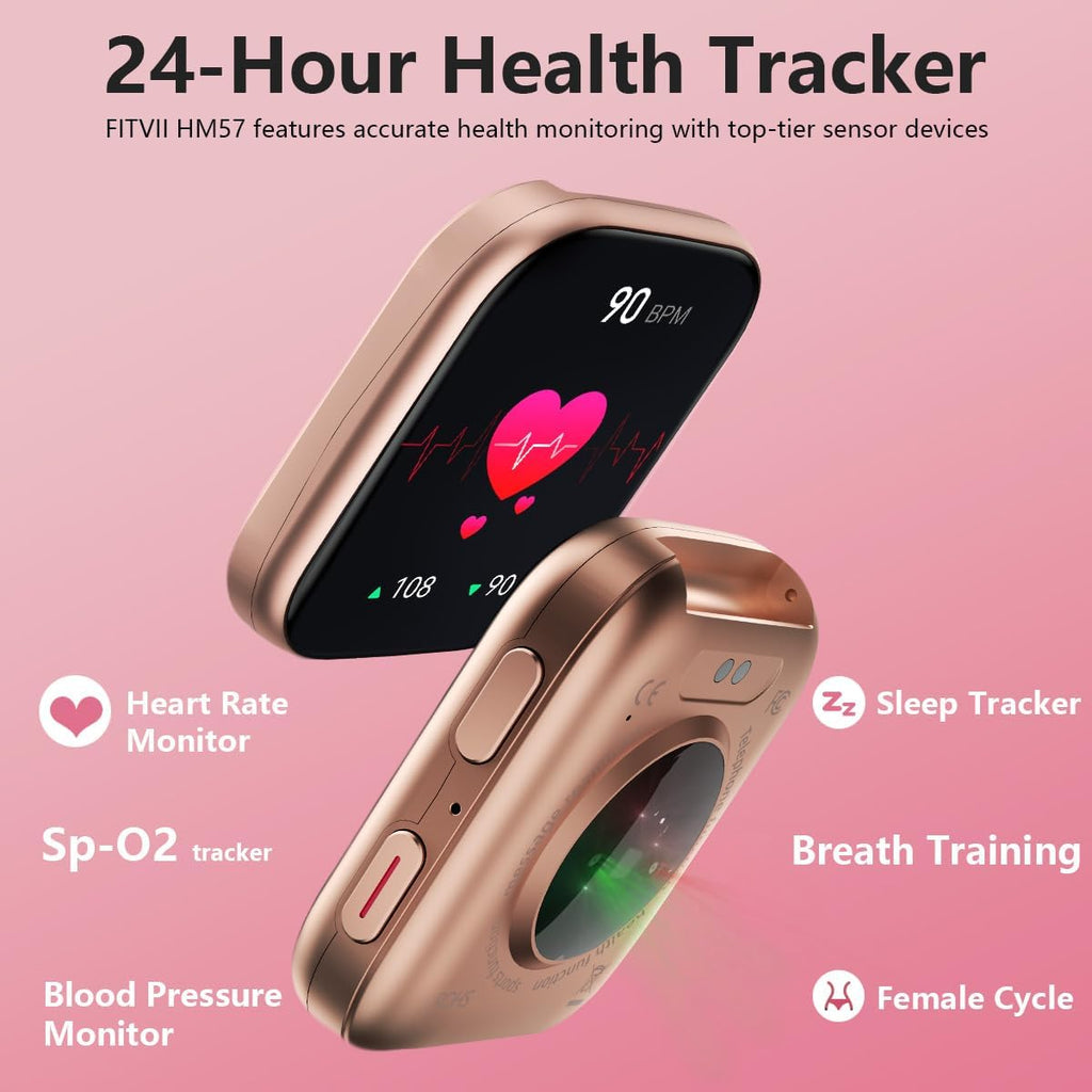 FITVII Health & Fitness Tracker (Answer/Make Calls), Smart Watch with 24/7 Heart Rate and Blood Pressure, Sleep Tracking, Blood Oxygen Monitor, 120+ Sport Mode Activity Tracker for Women Men