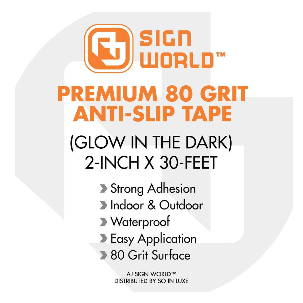 Best Anti-Slip Grip Tape, Glow in The Dark, 2" x 30 FT, 80 Grit, Industrial Grade, Indoor, Outdoor, Weatherproof (2-Inch x 30 Feet Roll)