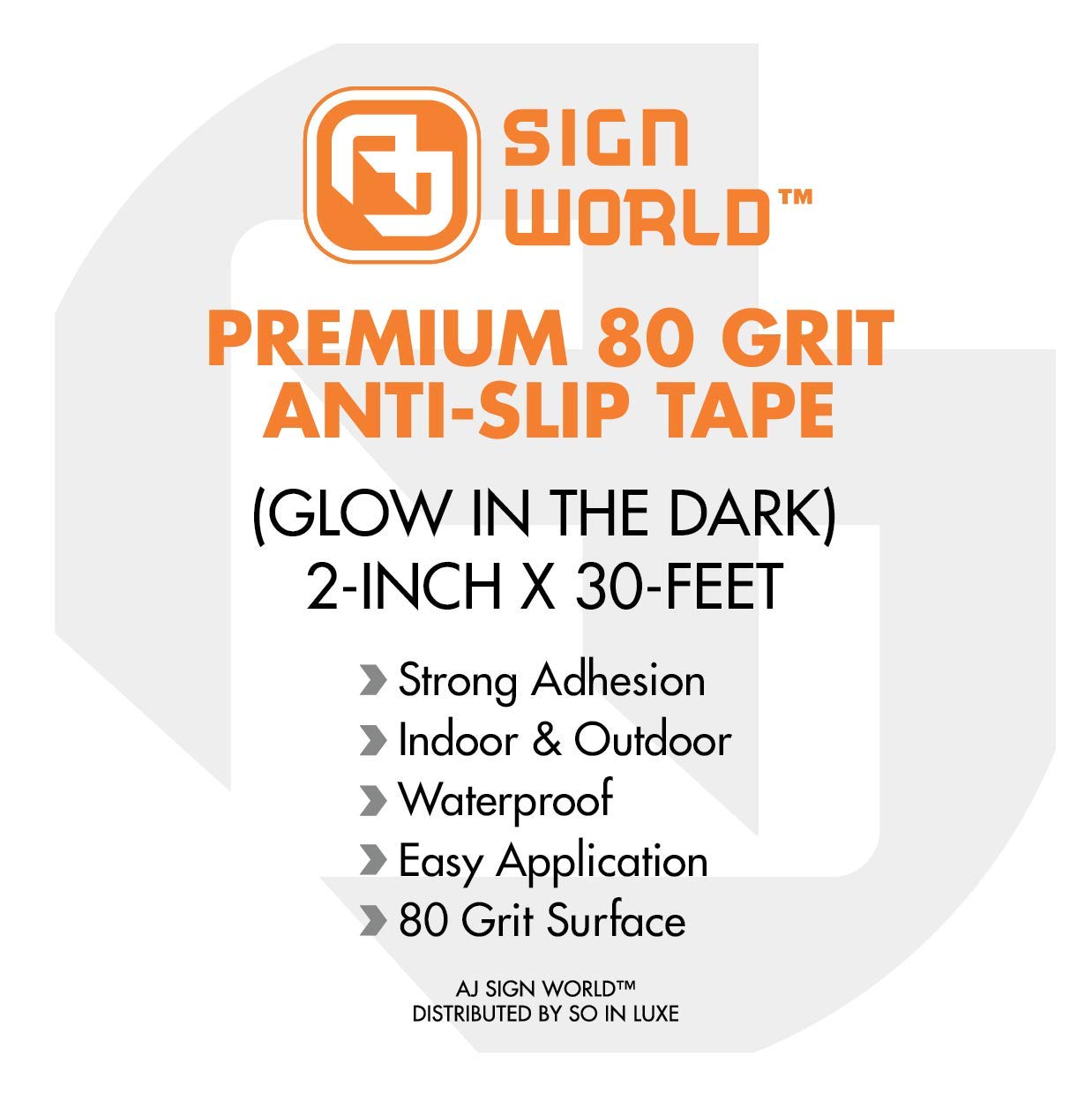 Best Anti-Slip Grip Tape, Glow in The Dark, 2" x 30 FT, 80 Grit, Industrial Grade, Indoor, Outdoor, Weatherproof (2-Inch x 30 Feet Roll)