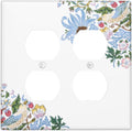 Decorative Outlet Covers Retro Morris Strawberry Rustic Plant Bird 2 Gang Wall Plate Cover Double Duplex Receptacle Two Switch Light Switch Cover Plate Jumbo Dual Faceplate