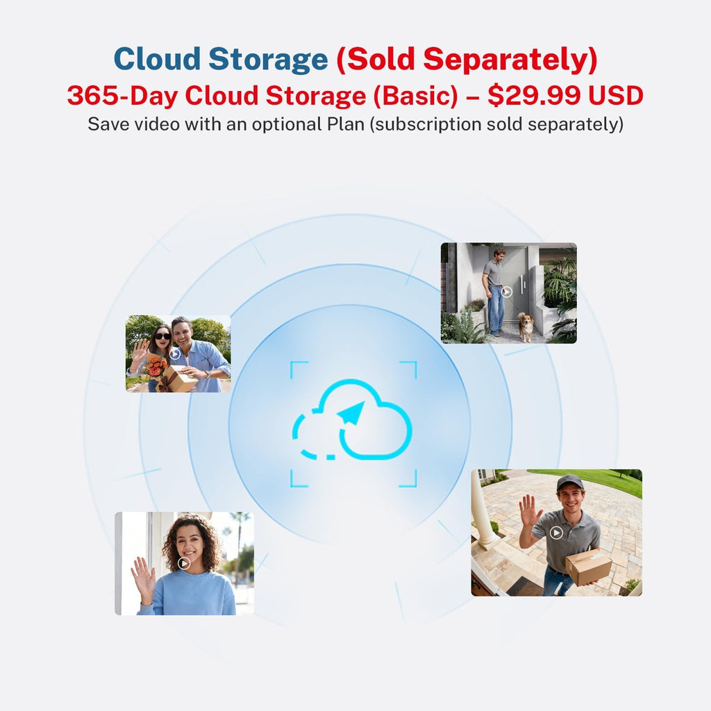 SoraNari Wireless Doorbell Camera,1080P HD, Motion Detection, Two-Way Audio, Live View, Night Vision, Cloud Storage, Battery Powered, 2.4GHz Wi-Fi Only