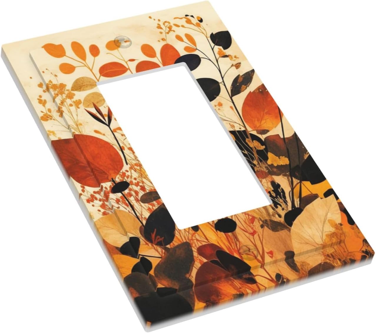 Decorative Outlet Covers Boho Warm Colorful Plant Leaves 1 Gang Single Rocker Light Switch Cover Plate Wall Plates GFCI Faceplate for Bedroom living Room Decor