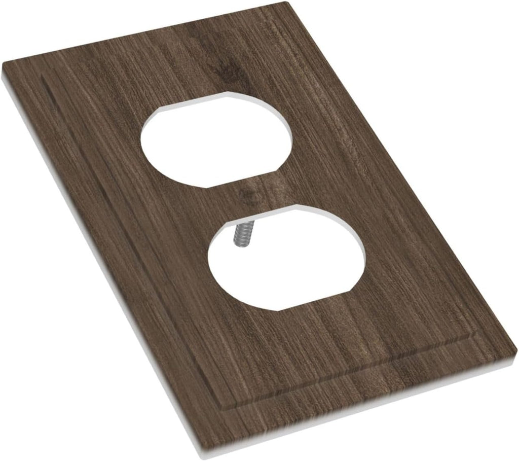 Outlet Covers Rustic Walnut Wood Grain 1 Gang Duplex Light Switch Cover Plate Decorative Switch Plate Covers Electrical Socket Cover for Farmhouse Cabin Decor