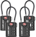 SURE LOCK TSA Compatible Travel Luggage Locks, Inspection Indicator, Easy Read Dials TSA Approved with Zinc Alloy Black 4 Pack