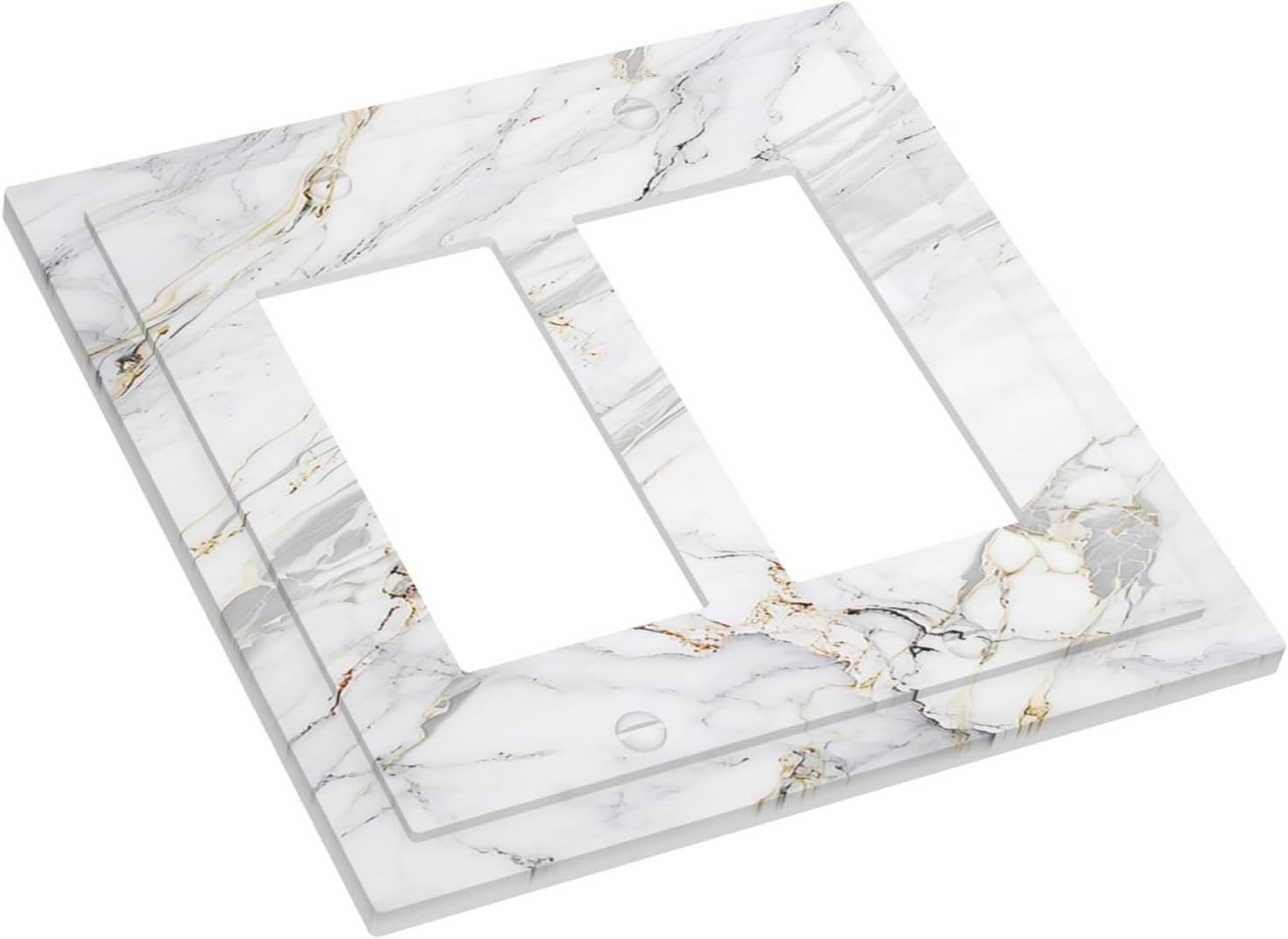 Decorative Outlet Covers Gray Gold Marble Abstract Modern Luxury 2 Gang Double Rocker Light Switch Cover Plate Electrical Switch Plate Cover Decorate GFCI Wall Plate for Bedroom Home Decor
