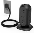 TESSAN Surge Protector Power Strip Tower with 3 USB Ports 11 Outlets, 1625W/13A, Black Extension Cord 6 Feet, 1050J Protection Desktop Charging Station for Office School Dorm Room Essentials