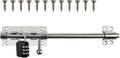 Sliding Bolt Door Latch, 201 Stainless Steel Barrel Bolt Lock, 30mm Combo Padlock Included, Heavy Duty Slide Gate Latch with 12 Screws, Silver Finish