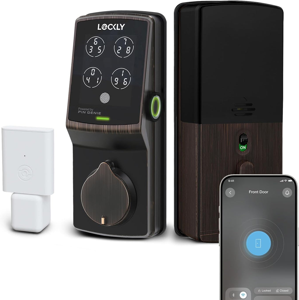 Lockly Secure Pro Smart Deadbolt, Wi-Fi Smart Lock, Keyless Entry with PIN Genie® Keypad, 3D Biometric Fingerprint, Auto Lock, Rekeyable-Venetion Bronze