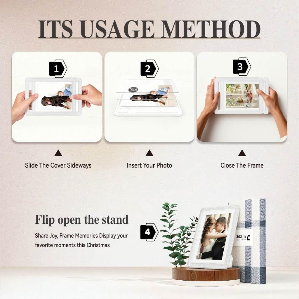 Crystal 5x7 Picture Frame with Acrylic Front 3 Pack, ABS Frame for 5x7 or 4x8 Photos, Shatterproof UV-Resistant Tabletop Photo Frame, Vertical/Horizontal Display for Home Décor