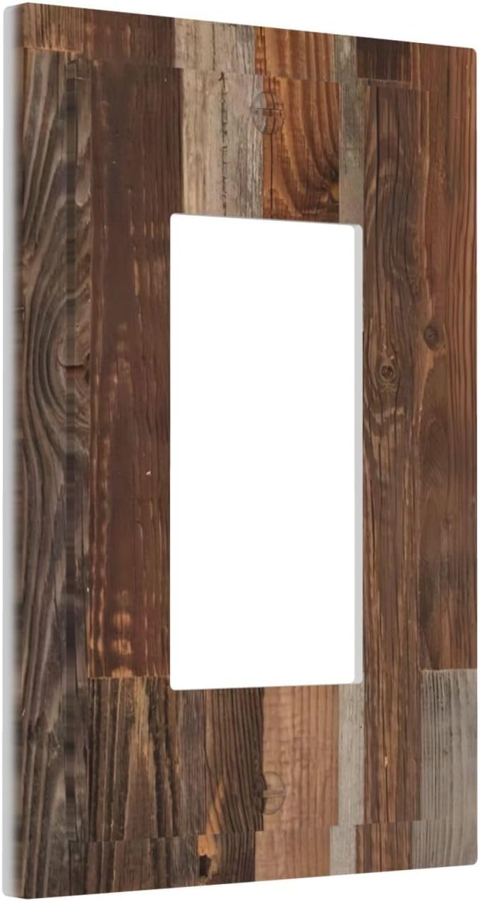 Vintage Brown Wooden Boards Print Wood Grain Decorative Outlet Covers 1 Gang Single Rocker Light Switch Cover Plate Wall Plates GFCI Faceplate for Farmhouse Home Decor