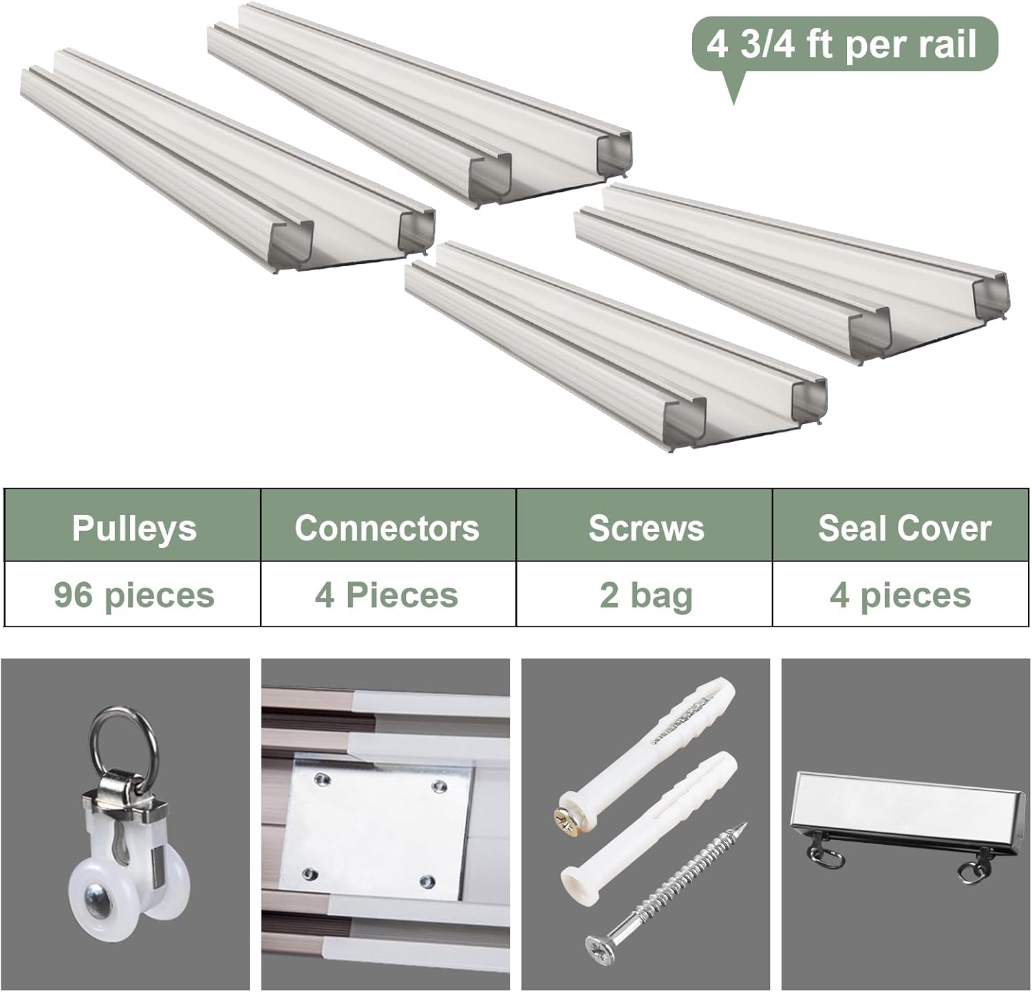 ZSHINE Heavy-Duty Curtain Conjoined Double Track rails Ceiling Mounting for Living Room Bedroom Room Divider (White 9.5ft 2sets)