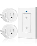 Remote Control Outlet WILAWELS Wireless Light Switch, 2 Pack Expandable and Removable Remote Outlet Switches for Christmas Light, Lamp, Appliance, FCC Listed, 1 Controller for 2 Outlets W05RC1206