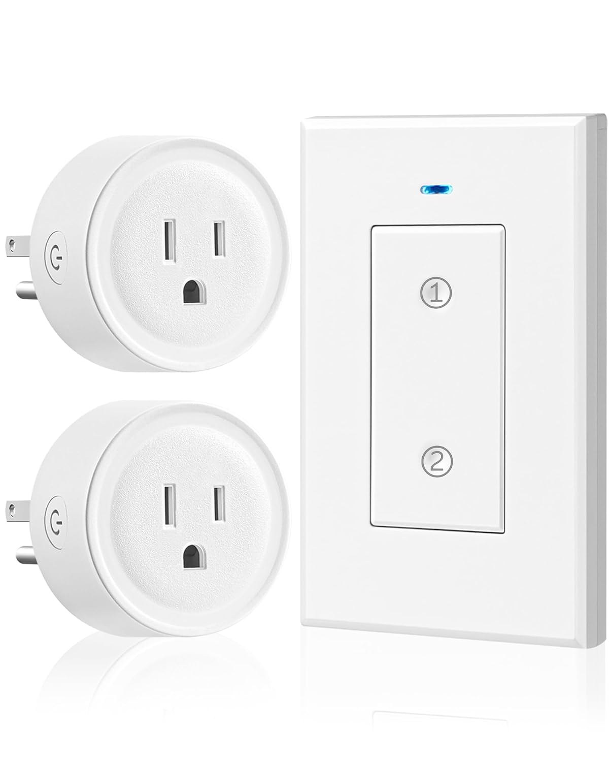 Remote Control Outlet WILAWELS Wireless Light Switch, 2 Pack Expandable and Removable Remote Outlet Switches for Christmas Light, Lamp, Appliance, FCC Listed, 1 Controller for 2 Outlets W05RC1206