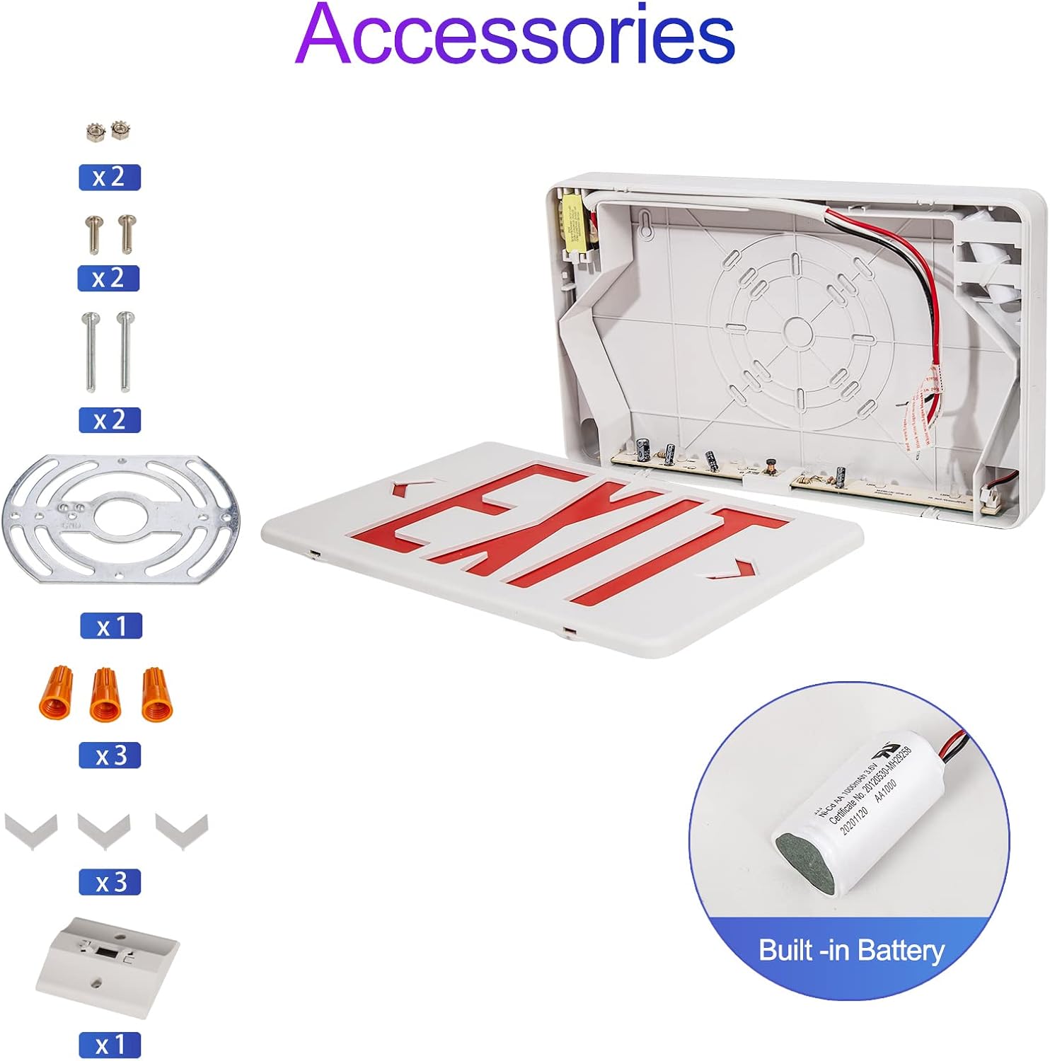 TANLUX Red Corded Exit Sign with 1.0 Meter Plug in Cord, Plug in Exit Sign with Battery Backup Lights for Business, Commerical Emergency Lighting Combo, UL Listed, AC 120/277V, Double Face