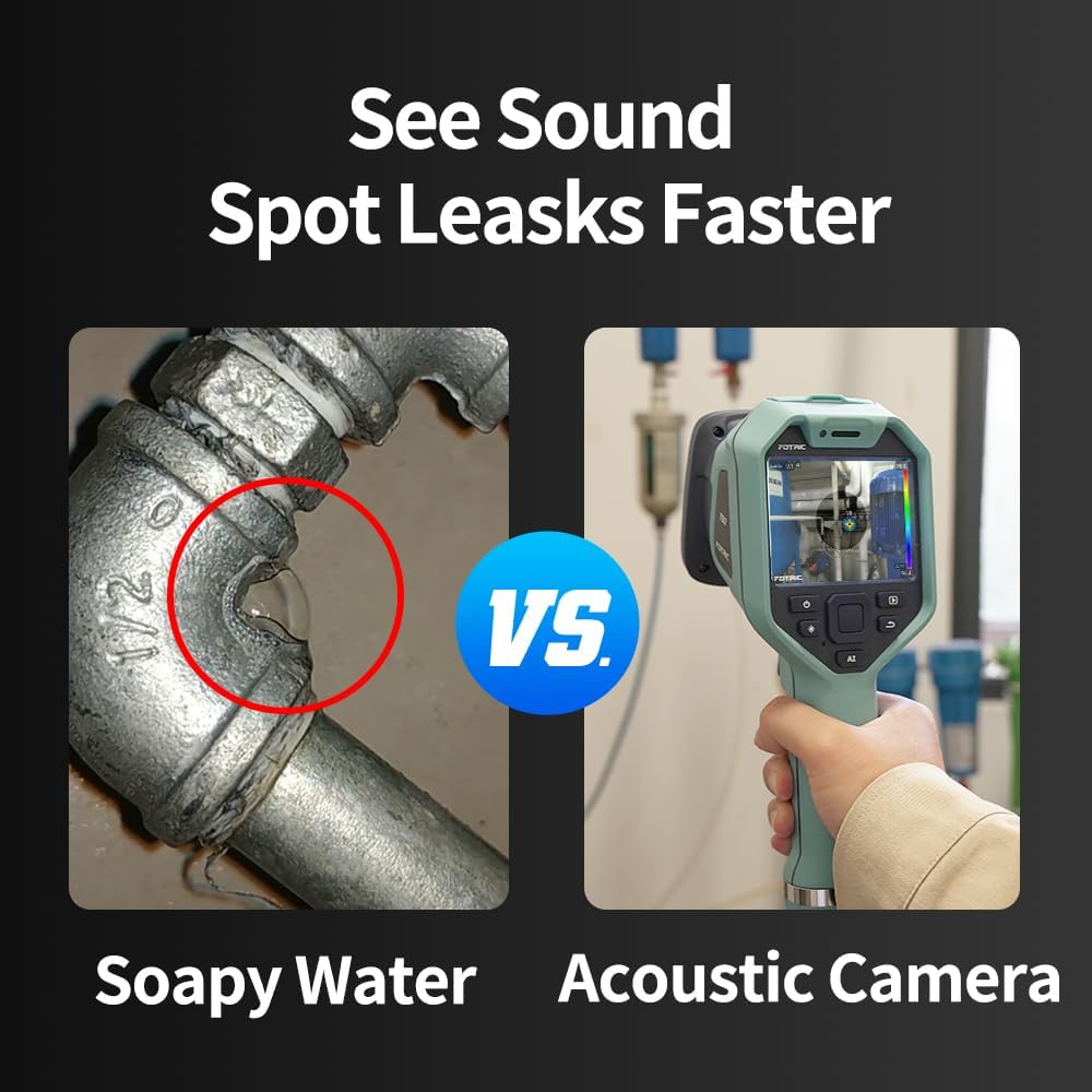 TD2 Acoustic Imager,64 MEMS Digital Microphones,Industrial Acoustic Imaging Camera,Compressed Air Leak Detection,66°×52°FOV,13 Megapixel,2~100kHz Frequency Range, 3.5" Touch Screen