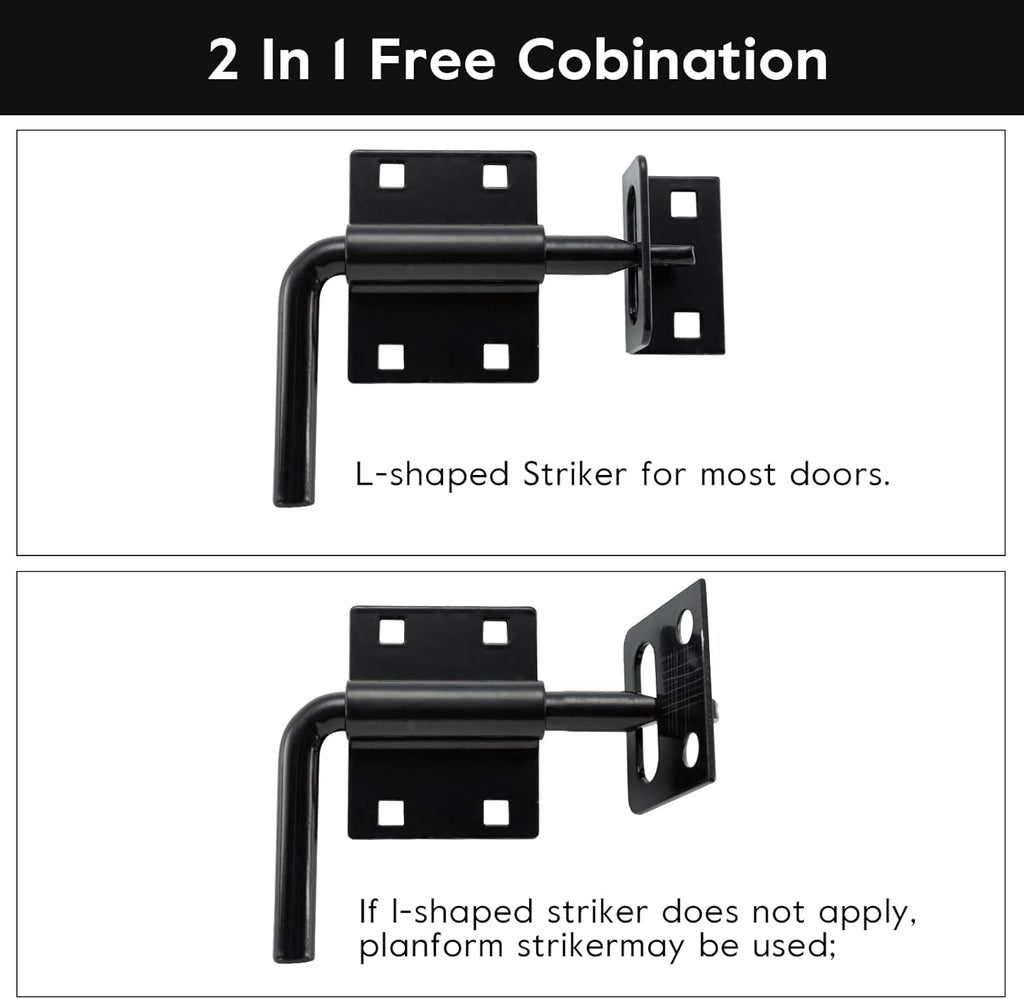 HOME MASTER HARDWARE Heavy Duty Slide Bolt Gate Latch, Sliding Bolt Door Latch Gate Lock Hardware with Padlock Hole, 2 in 1 Barrel Bolt Latch for Wooden Fence/Shed Door/Yard Door/Barn Door, Black