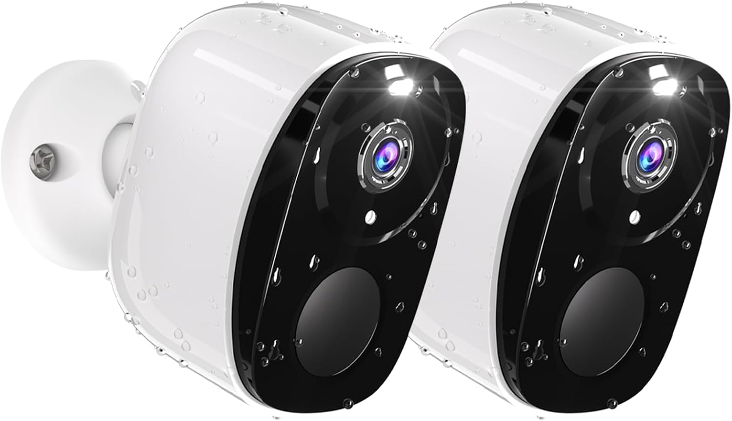2PCs 2K Security Camera Wireless Outdoor, Surveillance Indoor Home Camera, Battery Powered WiFi Security Cameras with Color Night Vision, AI Motion Detection, 2-Way Audio, IP65, SD/Cloud, Works Alexa