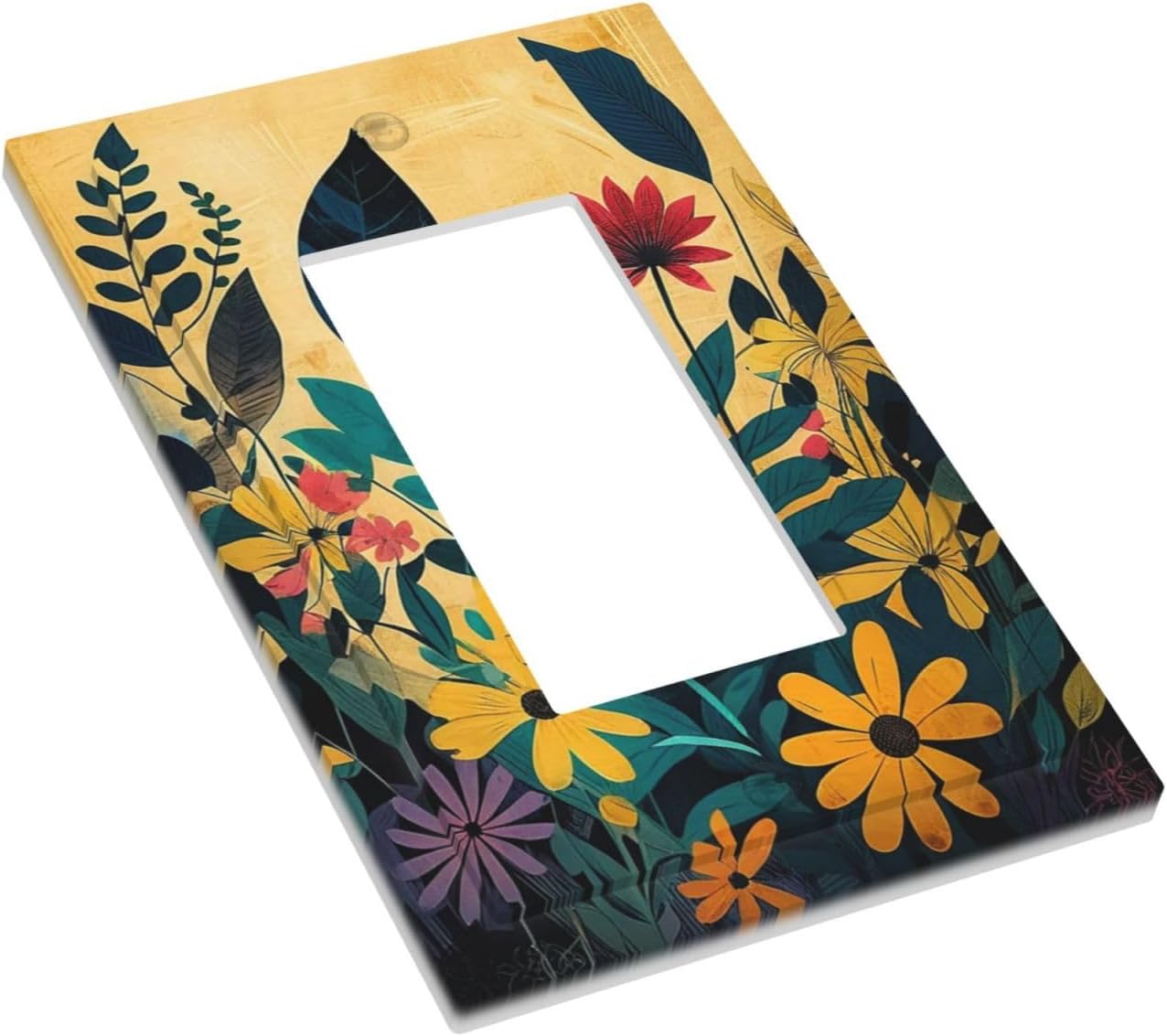 Outlet Covers Abstract Minimalist Floral Botanical Boho Flower 1 Gang Wall Plates Single Rocker Light Switch Covers Decorative Switch Plates Electrical GFCI Panel Covers for Home Office Decor 5 X 3 IN