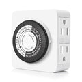 G-ELEK Timers for Electrical Outlets Indoor, 24-Hour Dual Outlet Timer, Christmas Tree Timer Indoor, 3 Prong Light Timers Indoor, Daily Cycle, 125V 15A, ETL Listed