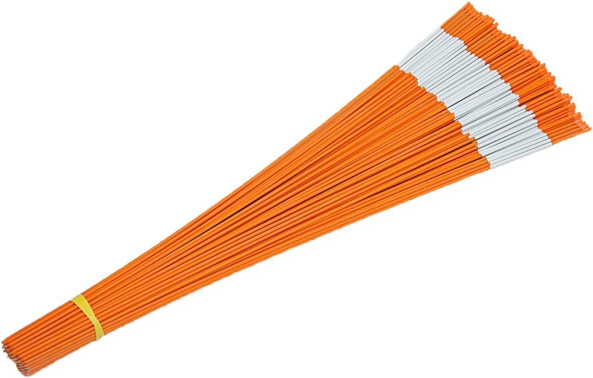 FiberMarker 36inch Driveway Reflectors Solid Snow Stakes, Dia.1/4-Inch Driveway Markers 50-Pack, Orange