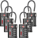 Forge TSA Approved Luggage Locks 4 Digit Combination TSA Travel Locks with TSA008, Open Alert Indicator, Zinc Alloy Body for Luggage, Suitcase, Backpack, and More. Black 6 Locks.